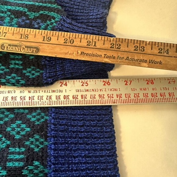 Vintage 1990s Womens Pullover Sweater Geometric Pattern Knit Purple Green XL - Picture 4 of 8